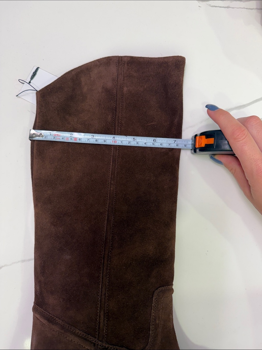 ZARA SPLIT LEATHER HEELED COWBOY BOOTS Brown Suede Knee-High Boots - Picture 9 of 12